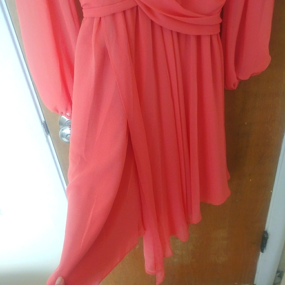 Coral  'Palmer' Wrap-style Pleated Dress by Marciano (Guess) SIZE 4 [SMALL] - Picture 13 of 13